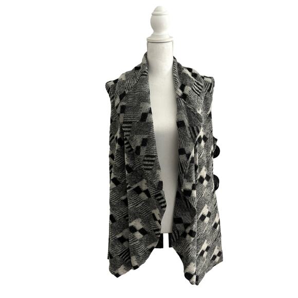 Willi Smith Wool Blend Vest Draped Front Waist Length Pockets Cozy Chic - Picture 1 of 10